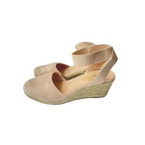 Dream Pairs Women’s Nude Closed Toe Ankle Strap Espadrilles Wedge Sandals Size 8
